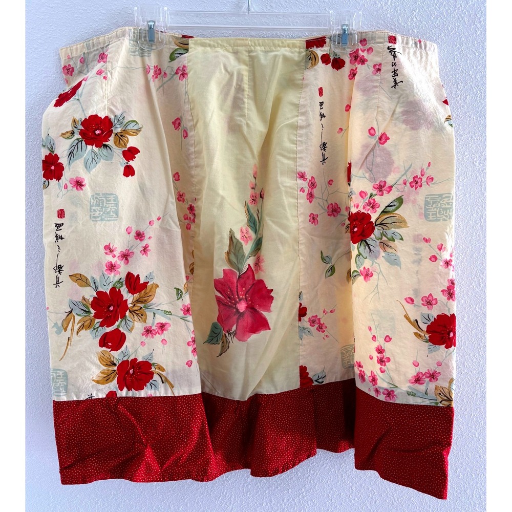 Vintage Details Skirt Womens 3XL Yellow Red Mini Japanese Floral 90s Preppy
